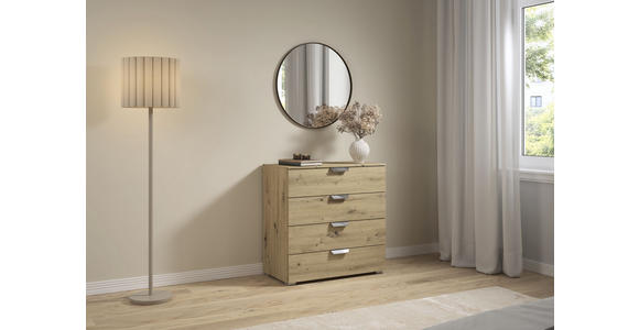 KOMMODE  in 80/81/42 cm  - Chromfarben/Eiche Artisan, Design, Holzwerkstoff/Metall (80/81/42cm) - Carryhome
