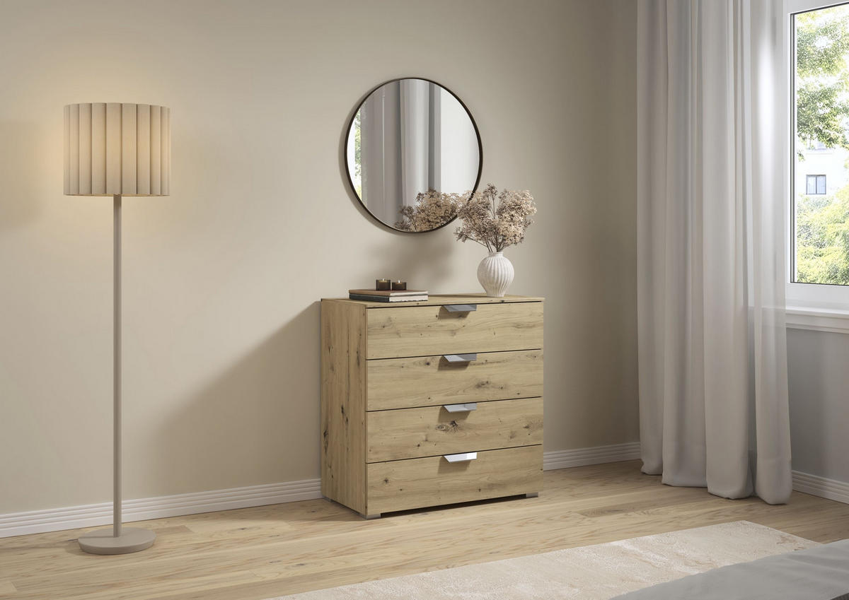 KOMMODE  in 80/81/42 cm  - Chromfarben/Eiche Artisan, Design, Holzwerkstoff/Metall (80/81/42cm) - Carryhome