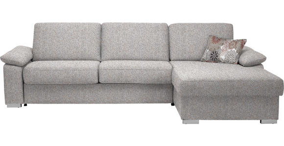 ECKSOFA in Flachgewebe Blaugrau - Chromfarben/Blaugrau, KONVENTIONELL, Textil/Metall (285/176cm) - Novel