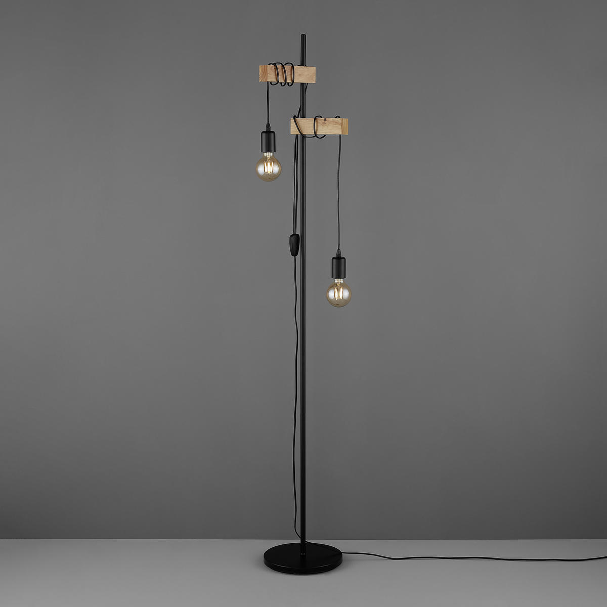 STOJACÍ LAMPA, 20,5/25/166,5 cm - černá/hnědá, Konvenční, kov/dřevo (20,5/25/166,5cm) - Eglo