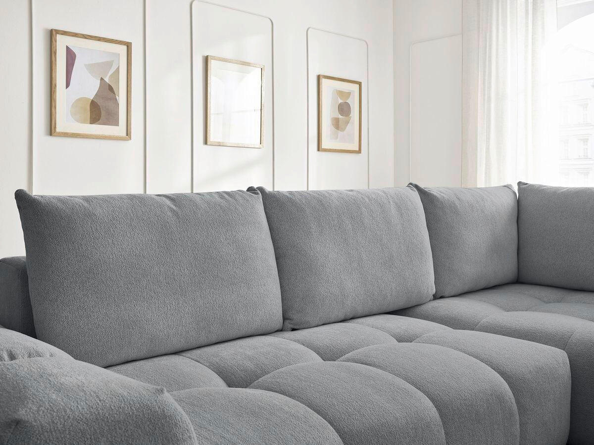 ECKSCHLAFSOFA EVEREST  mit Rücken echt, Armteil links, Armteil rechts Flachgewebe Dunkelgrau  - Dunkelgrau/Schwarz, MODERN, Kunststoff/Textil (320/212cm)