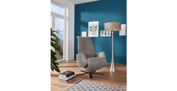 RELAXSESSEL in Leder Graubraun - Anthrazit/Graubraun, Design, Leder/Metall (71/114/84cm) - Johann Jakob