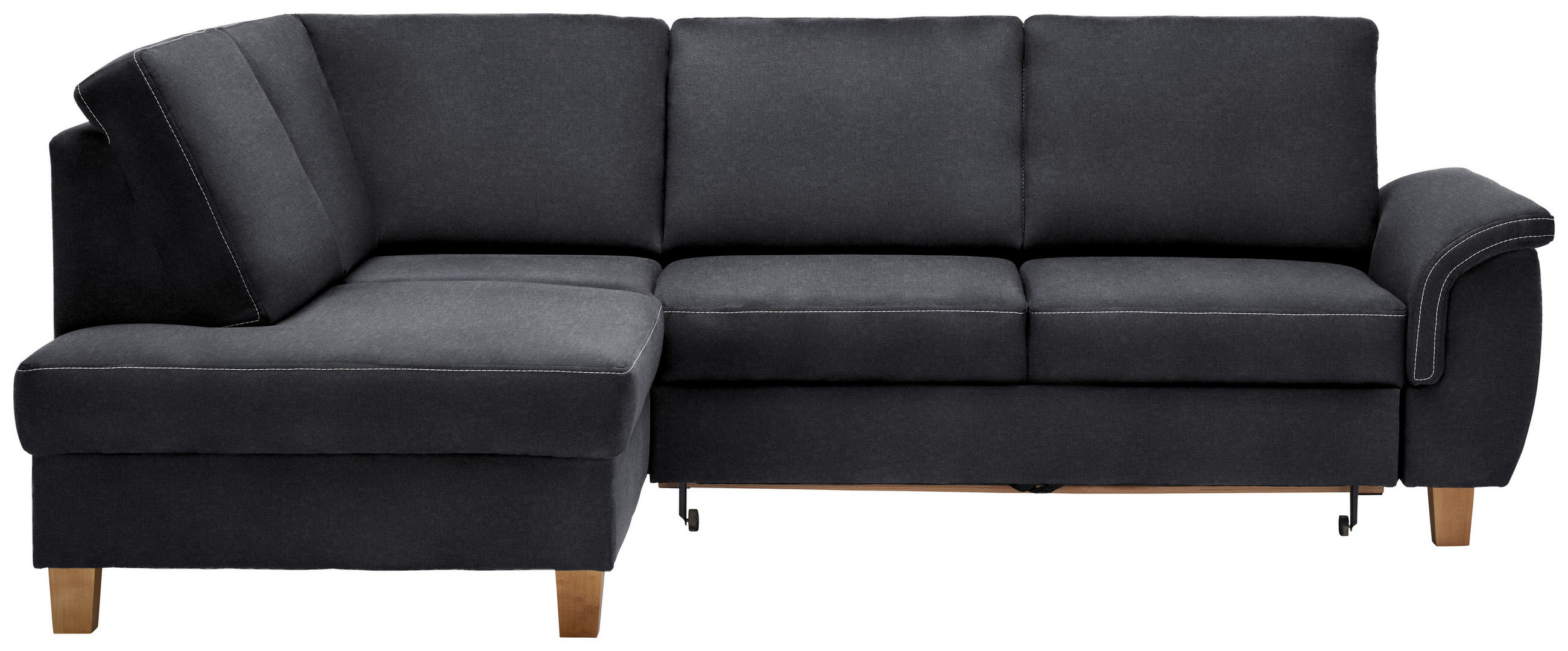 ECKSOFA Anthrazit Flachgewebe  - Eichefarben/Anthrazit, Design, Holz/Textil (185/253cm) - Cantus