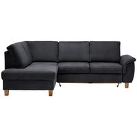 ECKSOFA in Flachgewebe Anthrazit  - Eichefarben/Anthrazit, Design, Holz/Textil (185/253cm) - Cantus