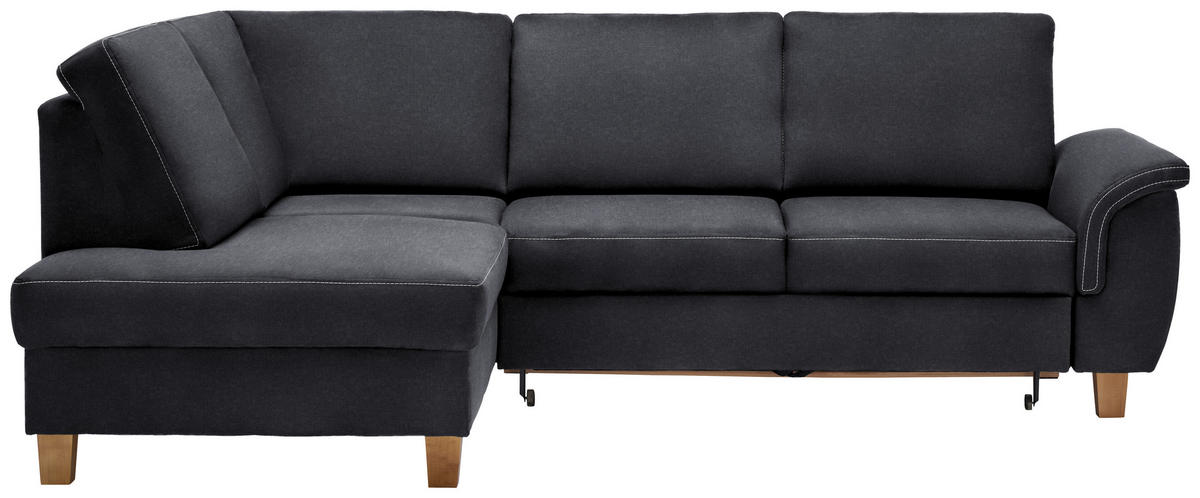 ECKSOFA in Flachgewebe Anthrazit  - Eichefarben/Anthrazit, Design, Holz/Textil (185/253cm) - Cantus