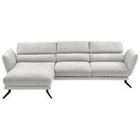 ECKSOFA in Velours Creme  - Creme/Schwarz, Design, Textil/Metall (153/283cm) - Valdera