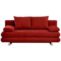 SCHLAFSOFA Mikrofaser Bordeaux Querschläfer  inkl. Rückenkissen, Armlehnenkissen, Bettkasten, Schlaffunktion  - Chromfarben/Bordeaux, Design, Kunststoff/Textil (196/74/90cm) - Carryhome