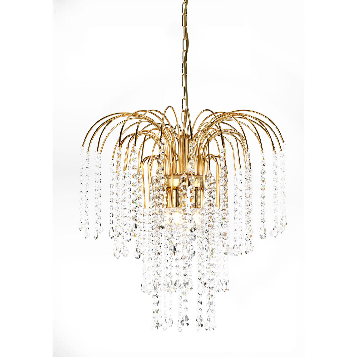 KRISTALL-HÄNGELEUCHTE 50/110 cm   - Goldfarben, KONVENTIONELL, Glas/Metall (50/110cm)