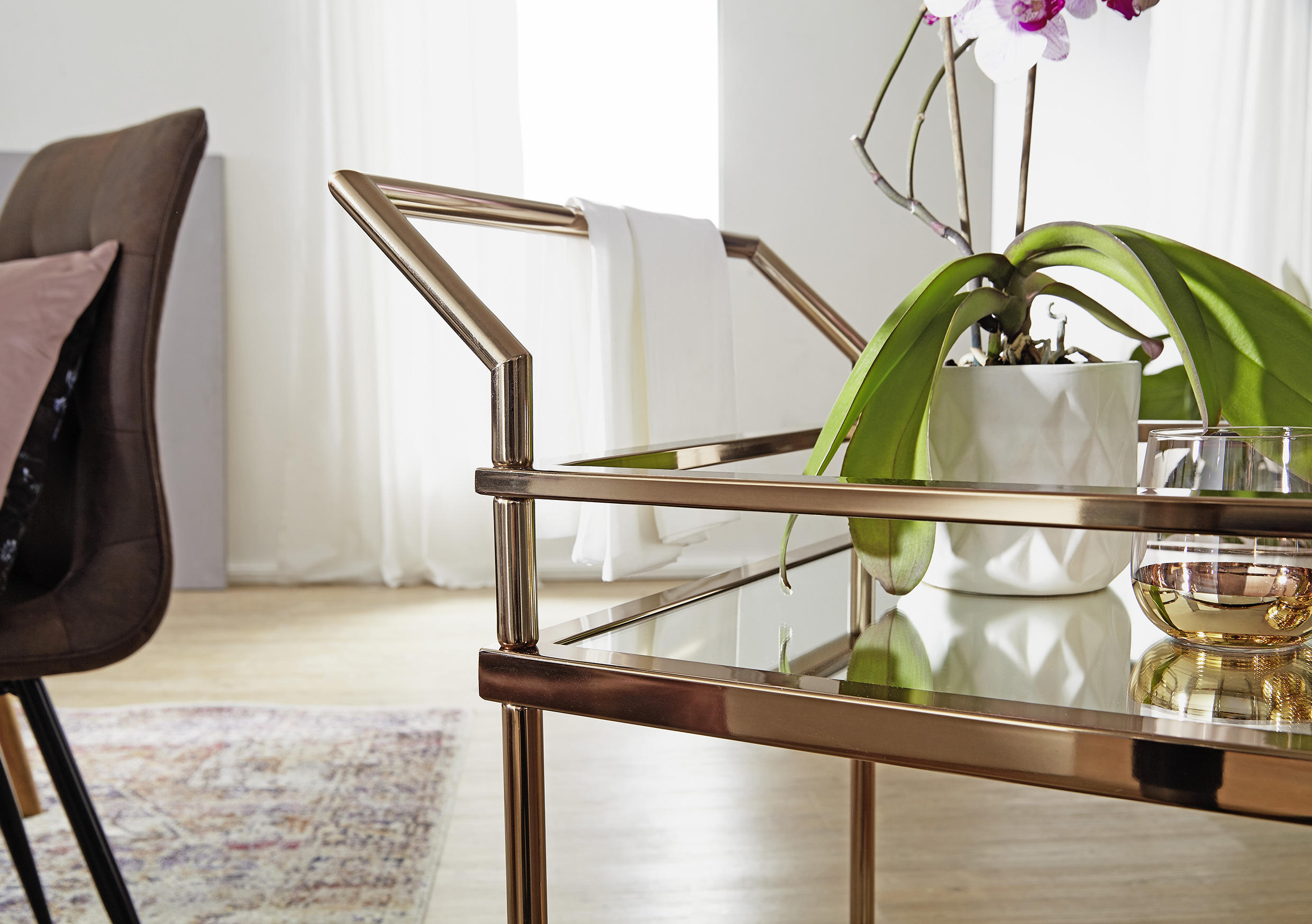 SERVIERWAGEN Goldfarben  - Goldfarben, Design, Glas/Kunststoff (45/65,5/84cm) - MID.YOU