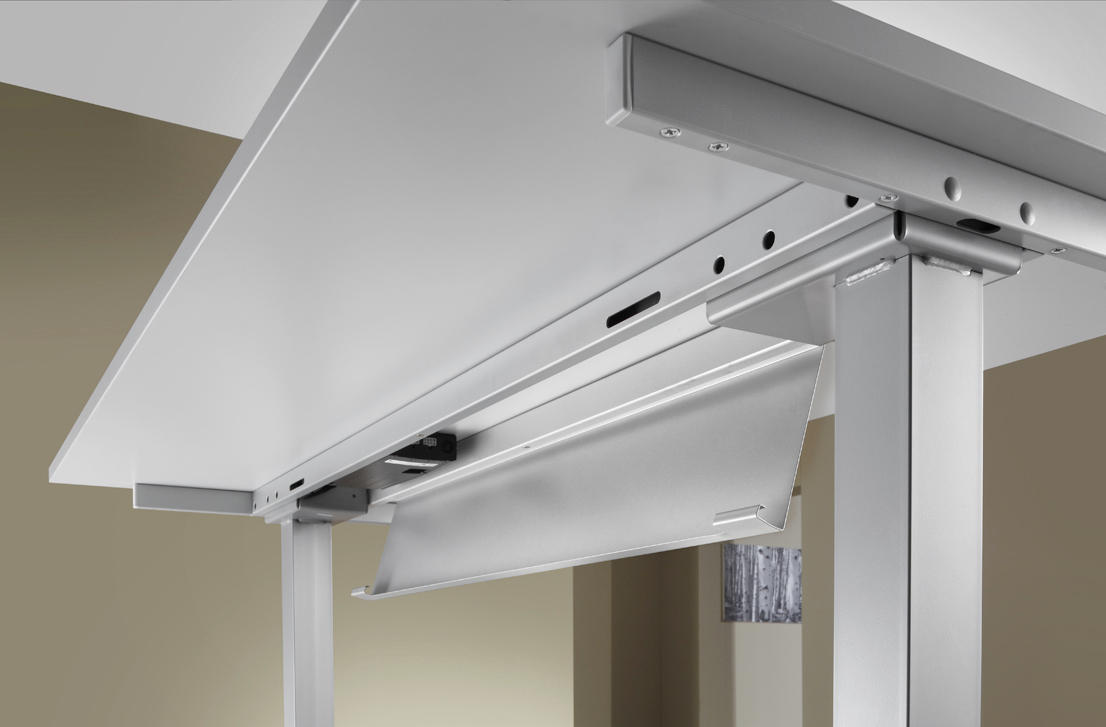 SCHREIBTISCH 180/80/72-119 cm  in Ahornfarben  - Silberfarben/Ahornfarben, KONVENTIONELL, Holzwerkstoff/Metall (180/80/72-119cm) - Venda