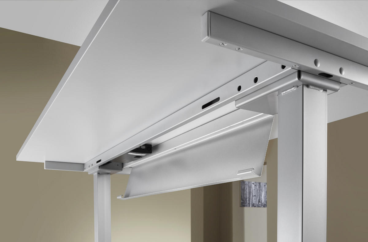 SCHREIBTISCH 180/80/72-119 cm  in Weiß  - Silberfarben/Weiß, KONVENTIONELL, Holzwerkstoff/Metall (180/80/72-119cm) - Venda