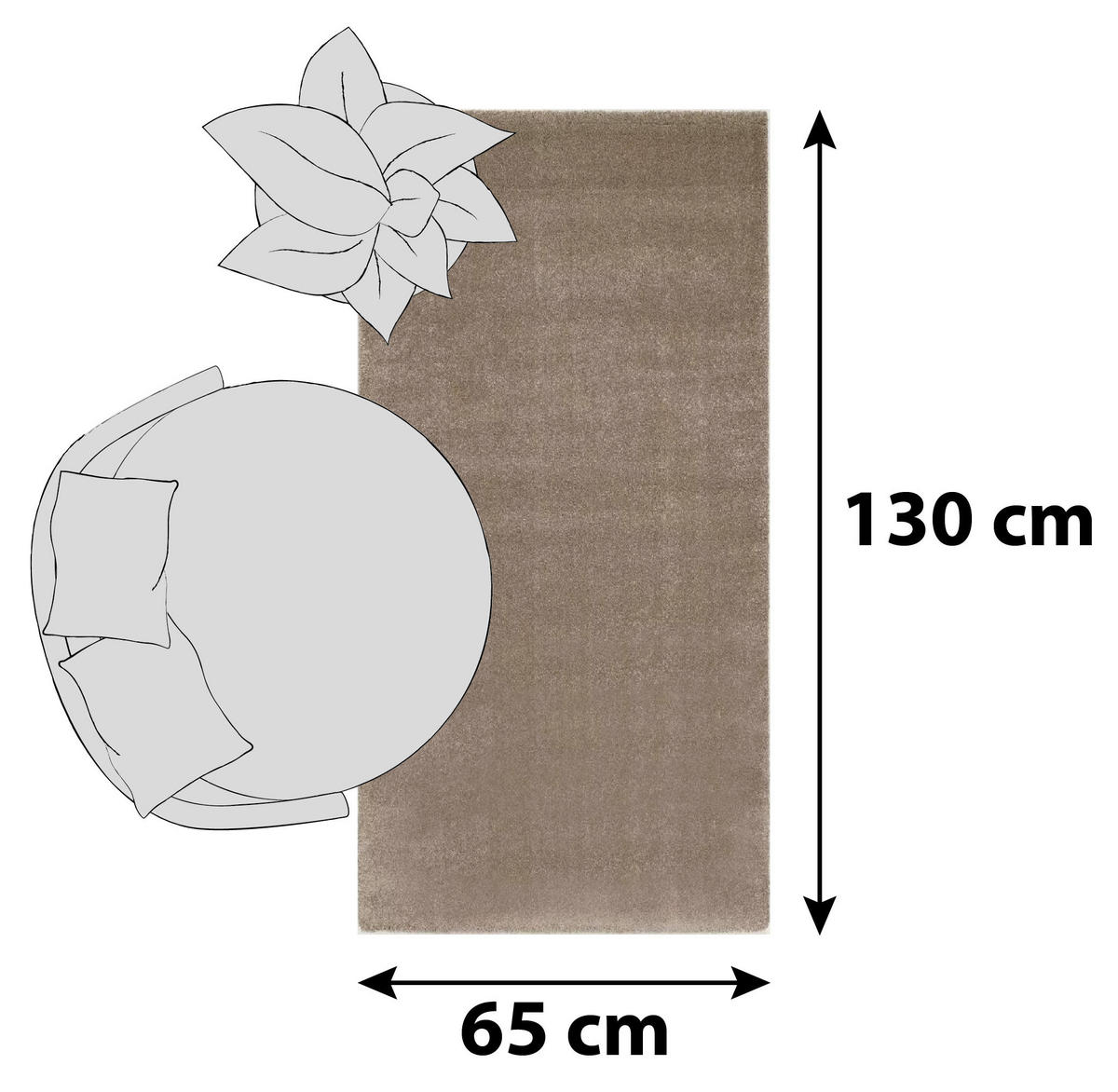 HOCHFLORTEPPICH 65/130 cm Bellevue Beige  - Beige, Basics, Textil (65/130cm) - Novel