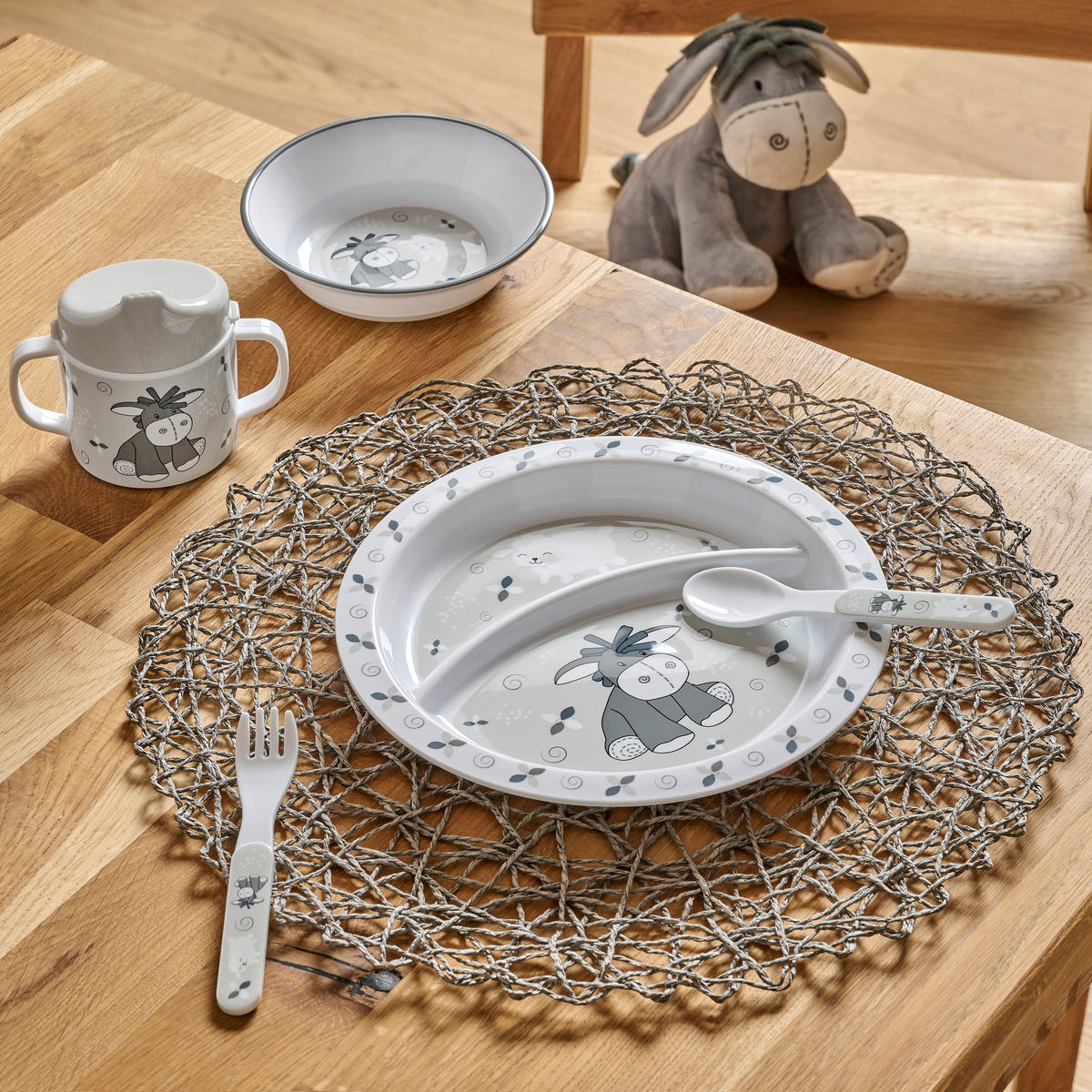 BARNMUGG  - vit/grå, Trend, plast (7,5/10cm) - My Baby Lou