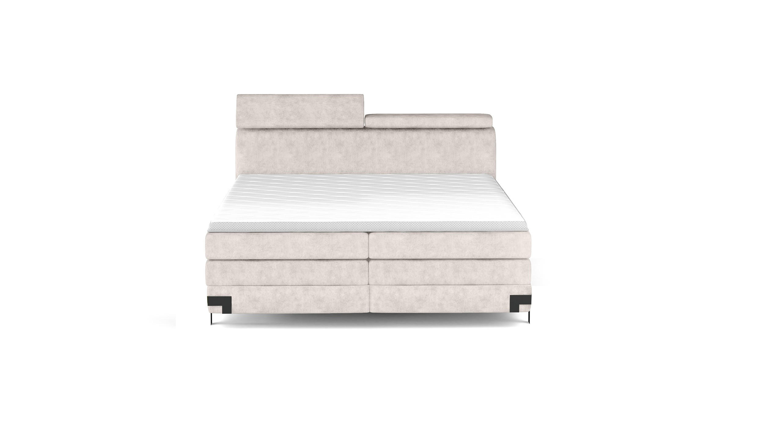 Pat Boxspring, 180/200 cm, crem - crem/negru, Basics, lemn/textil (180/200cm) - Esposa