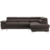 ECKSOFA in Echtleder Dunkelbraun  268/213 cm  - Chromfarben/Dunkelbraun, Design, Leder/Metall (268/213cm) - Stylife