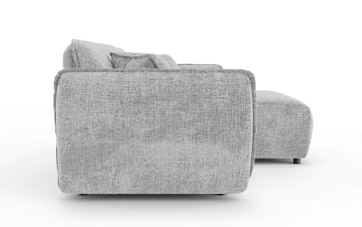 ECKSOFA Nelia Hellgrau Chenille  - Hellgrau/Schwarz, Design, Kunststoff/Textil (252/155cm) - P & B