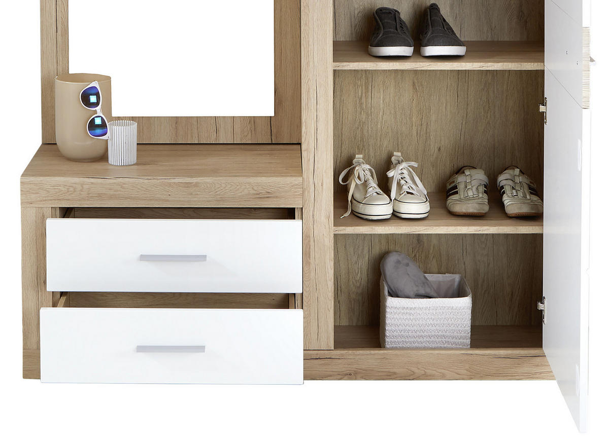 PREDSOBLJE  bijela, boje hrasta  - bijela/boje hrasta, Moderno, drvni materijal (130/197/36cm) - Modern Living