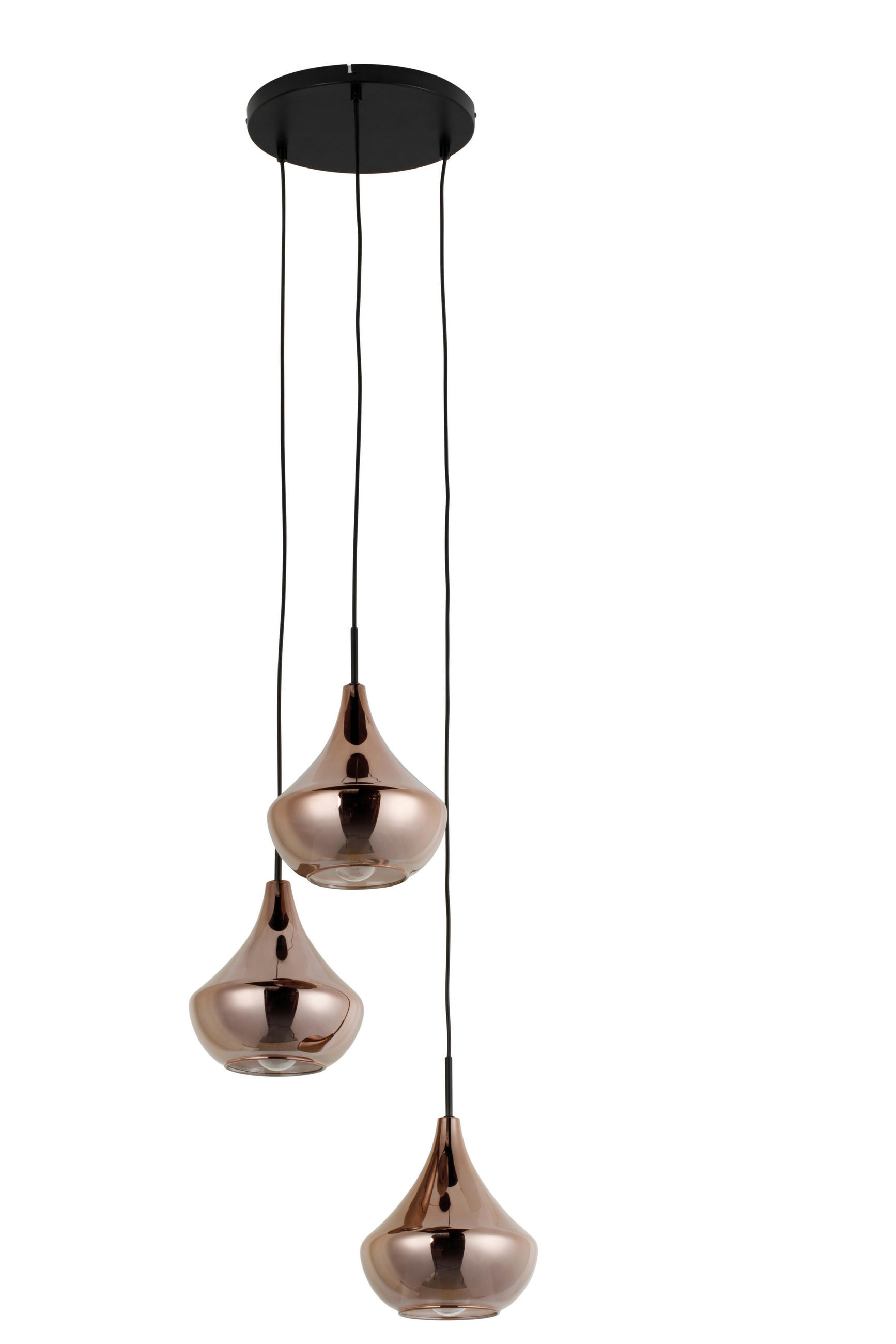 HÄNGELEUCHTE Sinj 48/175 cm  - Roségold/Schwarz, Design, Glas/Metall (48/175cm) - Novel