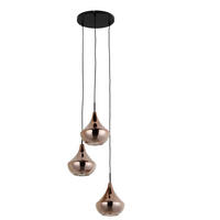 HÄNGELEUCHTE Sinj 48/175 cm  - Roségold/Schwarz, Design, Glas/Metall (48/175cm) - Novel