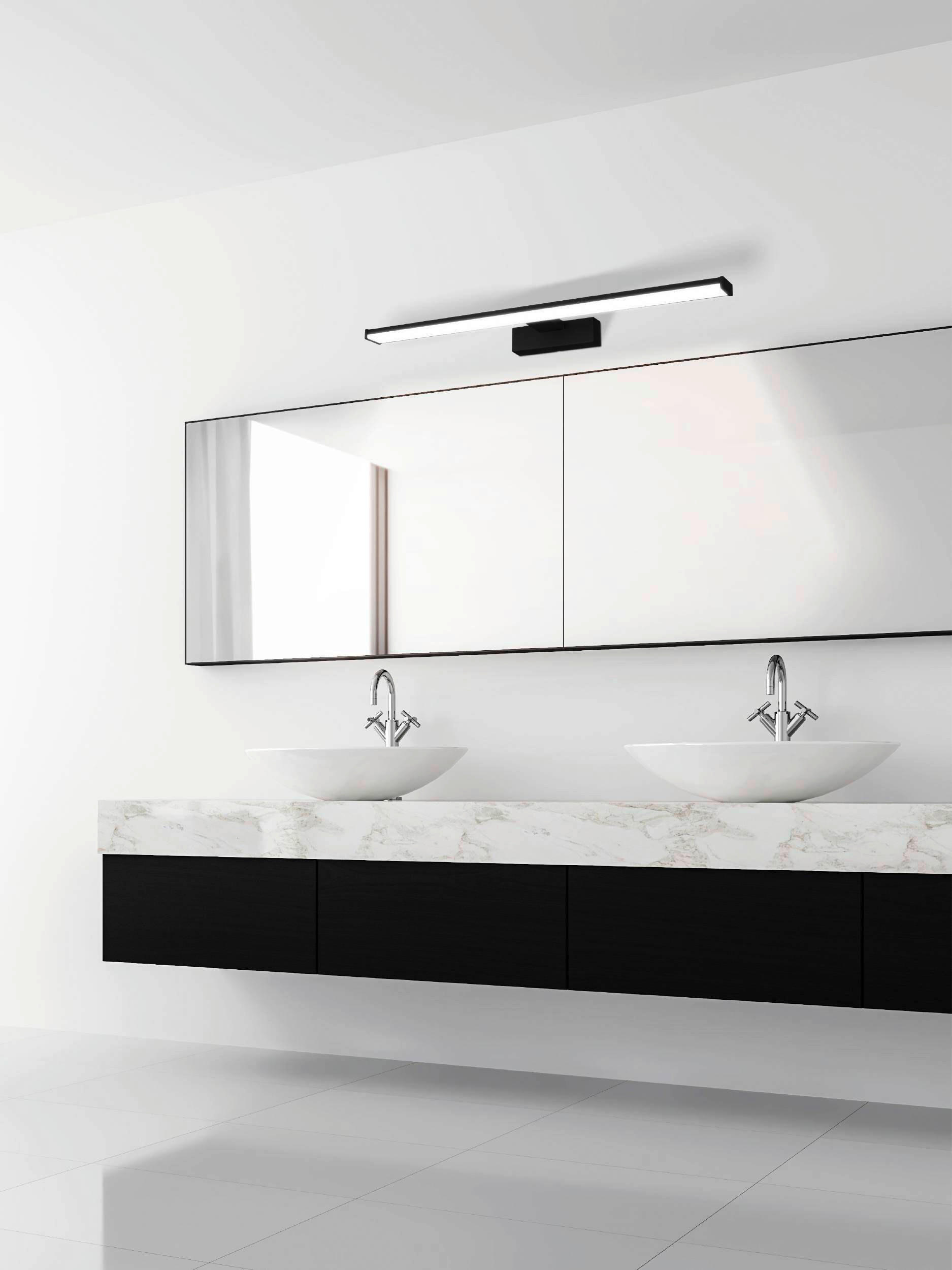BADEZIMMER-WANDLEUCHTE - Schwarz/Weiß, Basics, Kunststoff/Metall (60cm) - Celina
