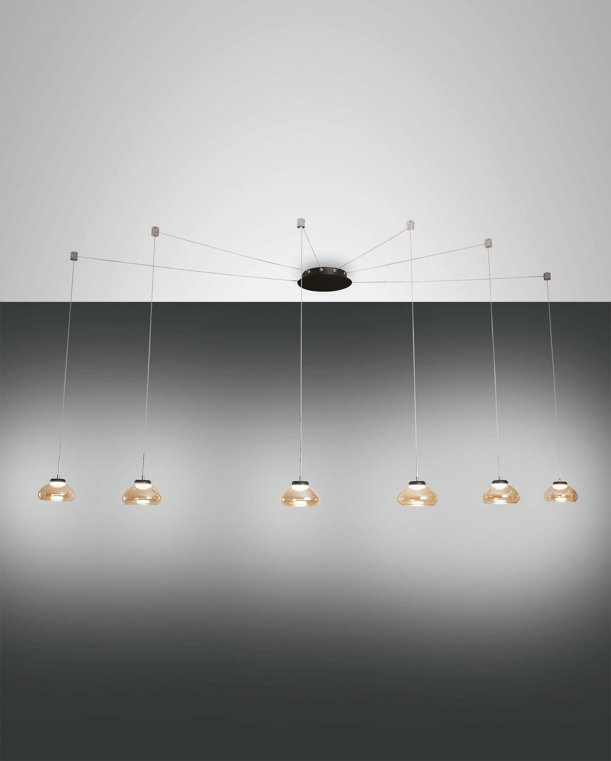 LED-PENDELLEUCHTE 65/350 cm  - Schwarz, Design, Glas/Metall (65/350cm) - Fabas Luce