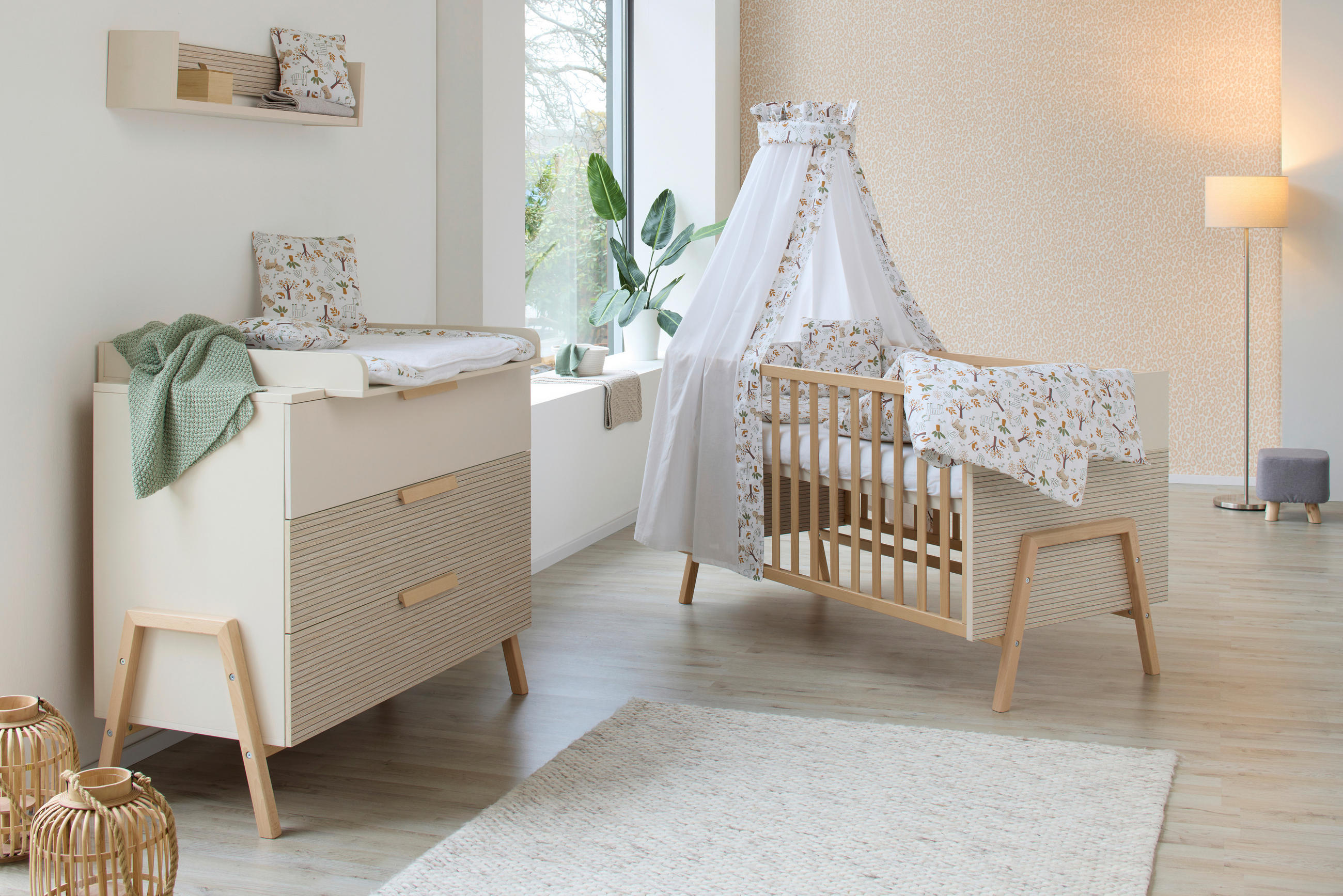 BABYZIMMER HAPPY  - Beige/Buchefarben, Basics, Holz/Holzwerkstoff (86.5cm) - Schardt
