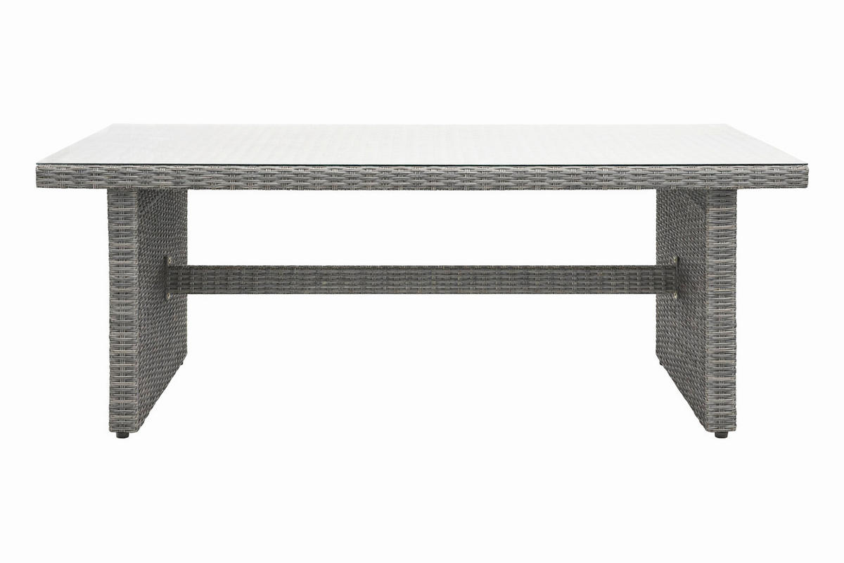 GARTENTISCHGRUPPE Stahl  - Grau, KONVENTIONELL, Glas/Kunststoff - Gardenson