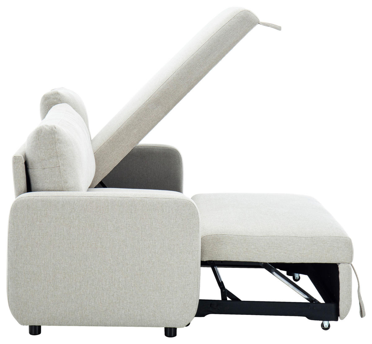 ECKSOFA Leinenoptik Beige  - Beige/Schwarz, Design, Kunststoff/Textil (152,5/225,5cm) - Livetastic