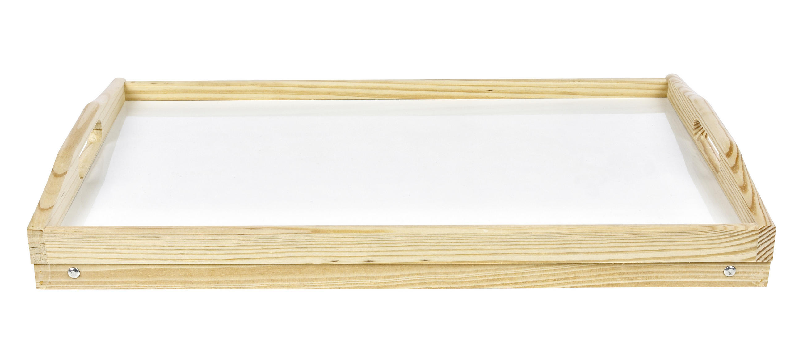 SERVÍROVACÍ TÁC, dřevo, plast, 50/30,5/23 cm - bílá/hnědá, Basics, dřevo/plast (50/30,5/23cm) - Homeware