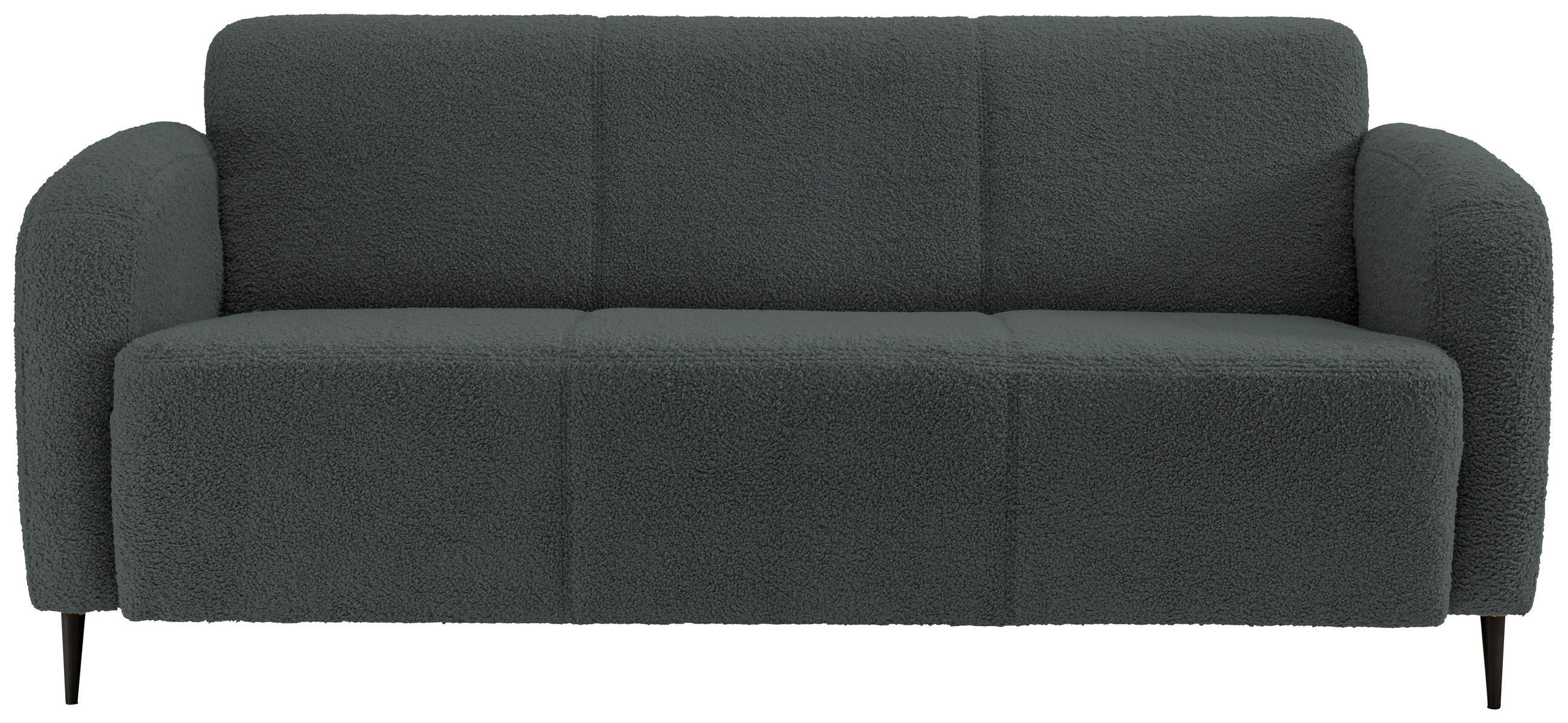 DREISITZER-SOFA Teddystoff Anthrazit  - Anthrazit/Schwarz, MODERN, Textil/Metall (185/76/90cm) - Livetastic
