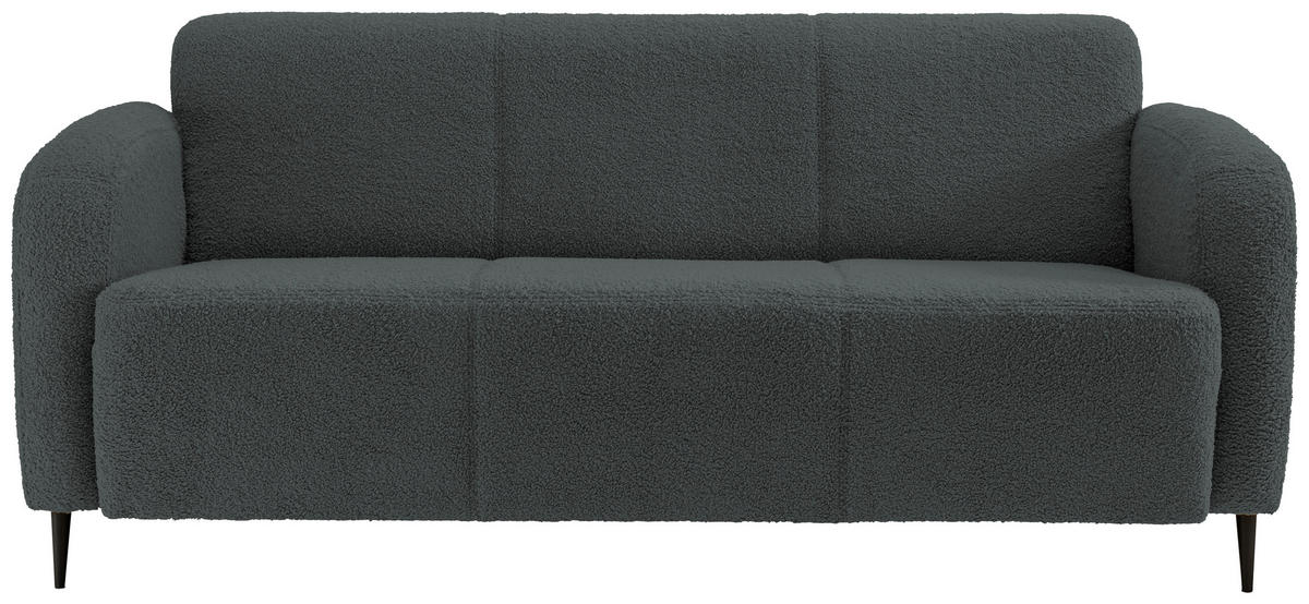 SITZGARNITUR in Teddystoff Anthrazit  - Anthrazit/Schwarz, Modern, Textil/Metall (180/76/90cm) - Livetastic