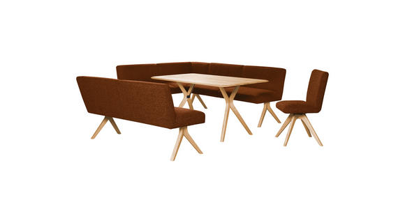 ECKBANK 172/218 cm Webstoff Haselnussfarben Eiche vollmassiv   - Eichefarben/Haselnussfarben, KONVENTIONELL, Holz/Textil (172/218cm) - Linea Natura