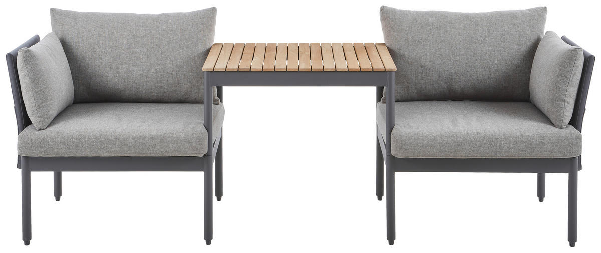 BALKONSET  - Grau/Teakfarben, Design, Holz/Textil (217/75/66cm) - Ambia Garden