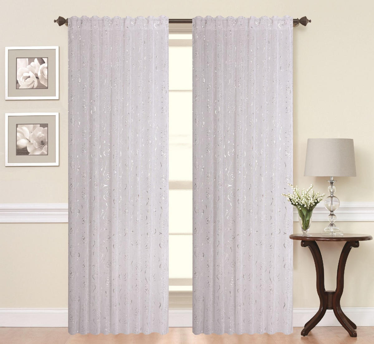 Vorhang mit Schlaufen und transparent  - Weiss, Modern, Textil (140/255cm)