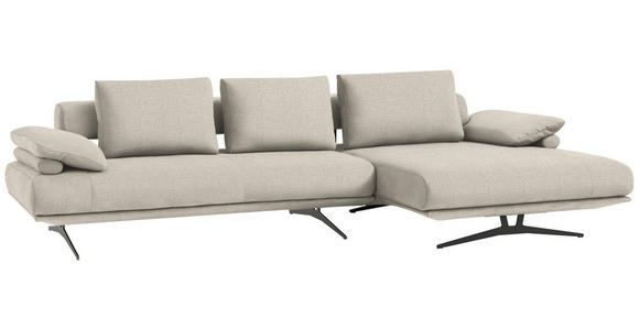 ECKSOFA in Chenille Creme  - Creme/Schwarz, Design, Textil/Metall (334/168cm) - Dieter Knoll