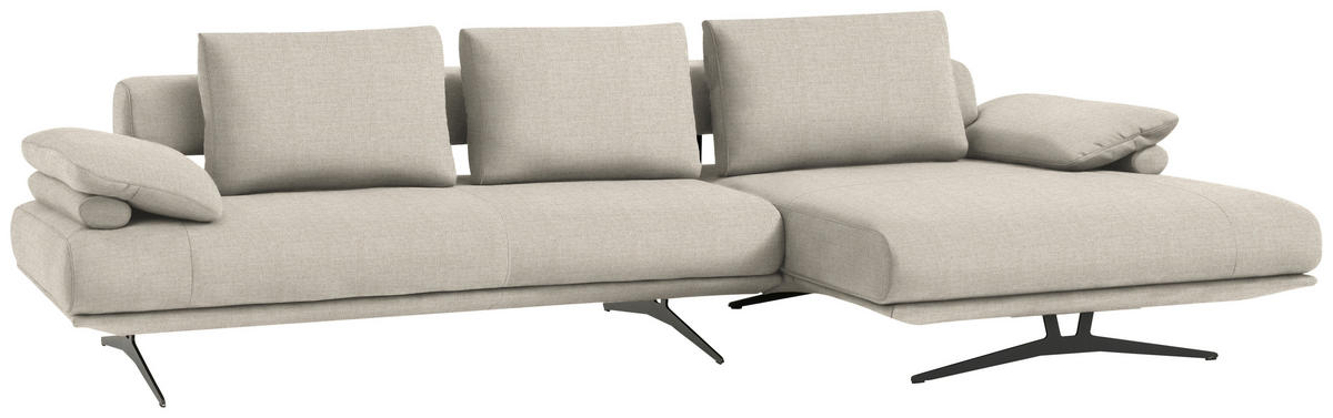 ECKSOFA in Chenille Creme  - Creme/Schwarz, Design, Textil/Metall (334/168cm) - Dieter Knoll