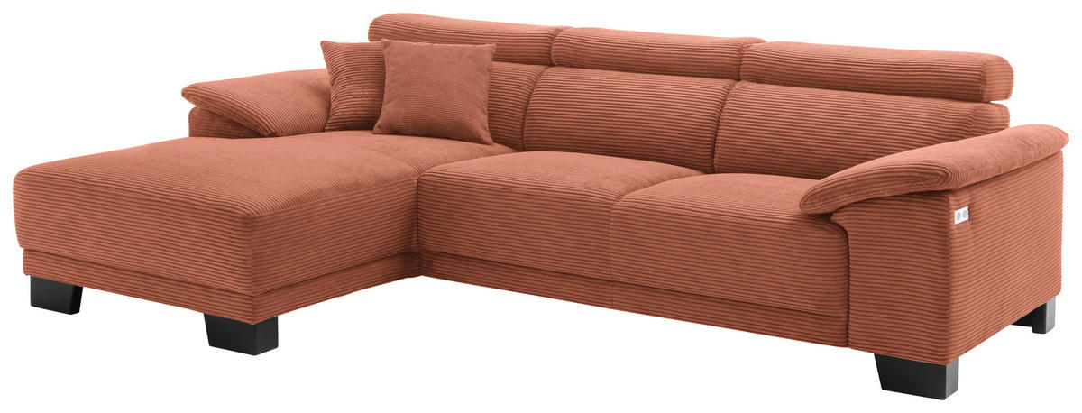 ECKSOFA in Cord Rostfarben  - Rostfarben/Schwarz, Design, Holz/Textil (174/270cm) - Pure Home Lifestyle