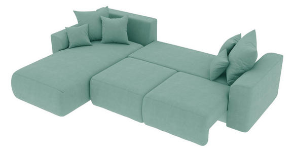 ECKSOFA Mintgrün Velours  - Chromfarben/Mintgrün, KONVENTIONELL, Kunststoff/Textil (195/293cm) - Carryhome