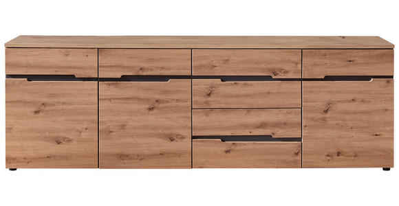 SIDEBOARD Graphitfarben, Eiche Artisan 230,2/75,5/43,8 cm - Schwarz/Graphitfarben, Trend, Holzwerkstoff/Kunststoff (230,2/75,5/43,8cm) - Carryhome