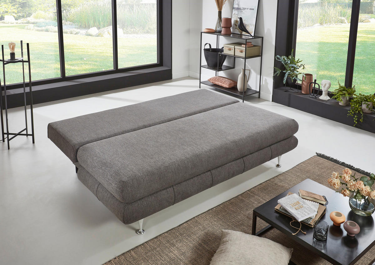SCHLAFSOFA  mit Webstoff Taupe  - Taupe/Edelstahlfarben, KONVENTIONELL, Kunststoff/Textil (190/93/92cm) - Carryhome