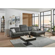 ECKSOFA Anthrazit Echtleder Kopfteilverstellung  - Anthrazit/Schwarz, Design, Leder/Metall (323/179cm) - Dieter Knoll