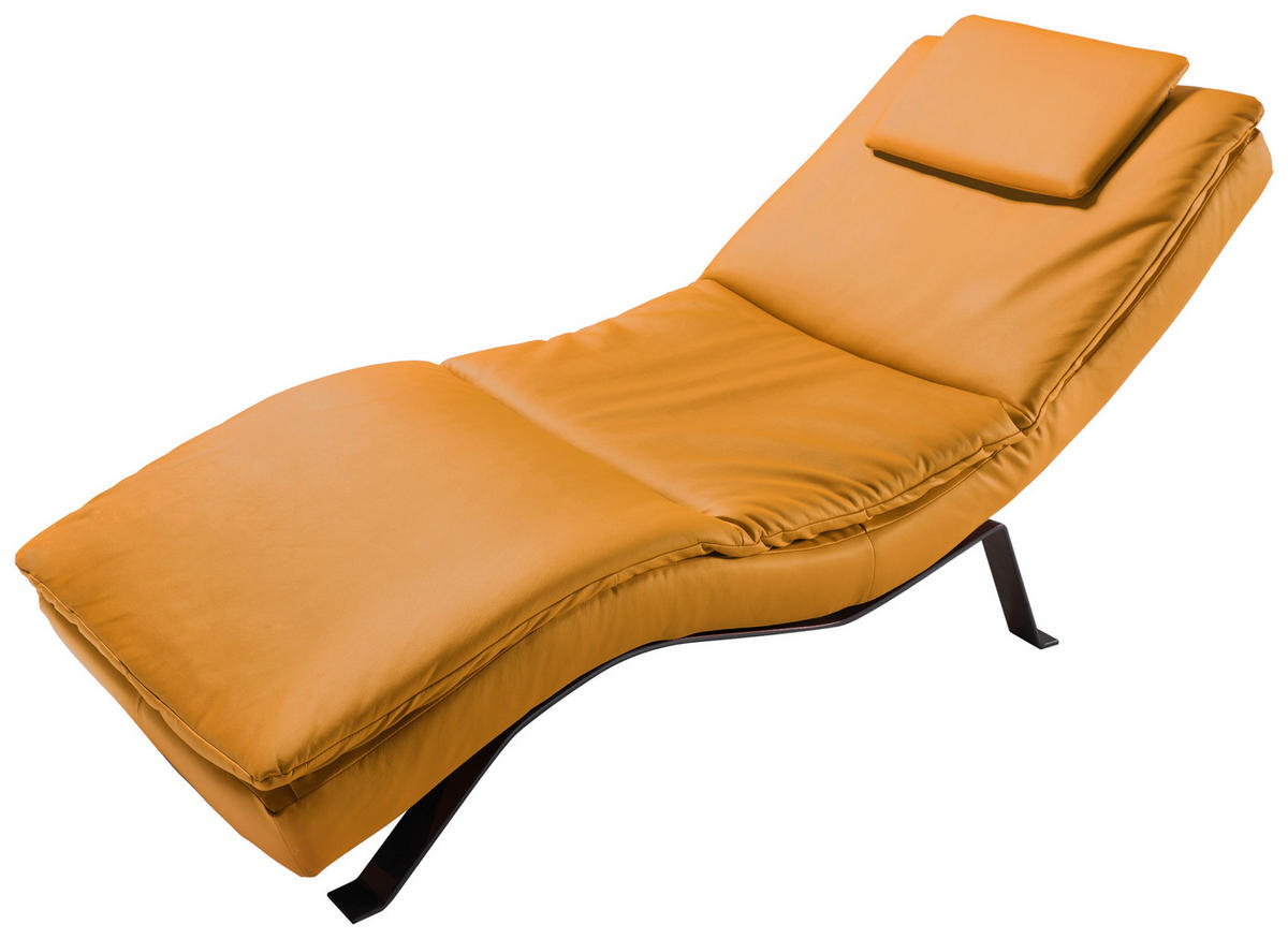 RECAMIER in piele galben  - galben/negru, metal/piele (65/65-95/171cm) - Celina Home