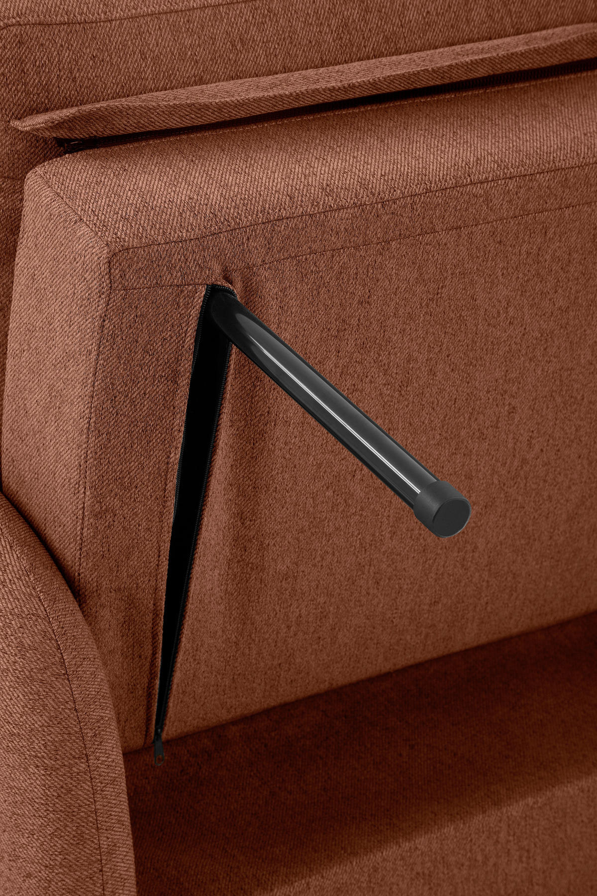 SCHLAFSOFA in Textil Rostfarben  - Rostfarben/Schwarz, Design, Kunststoff/Textil (140/94/95cm) - Livetastic
