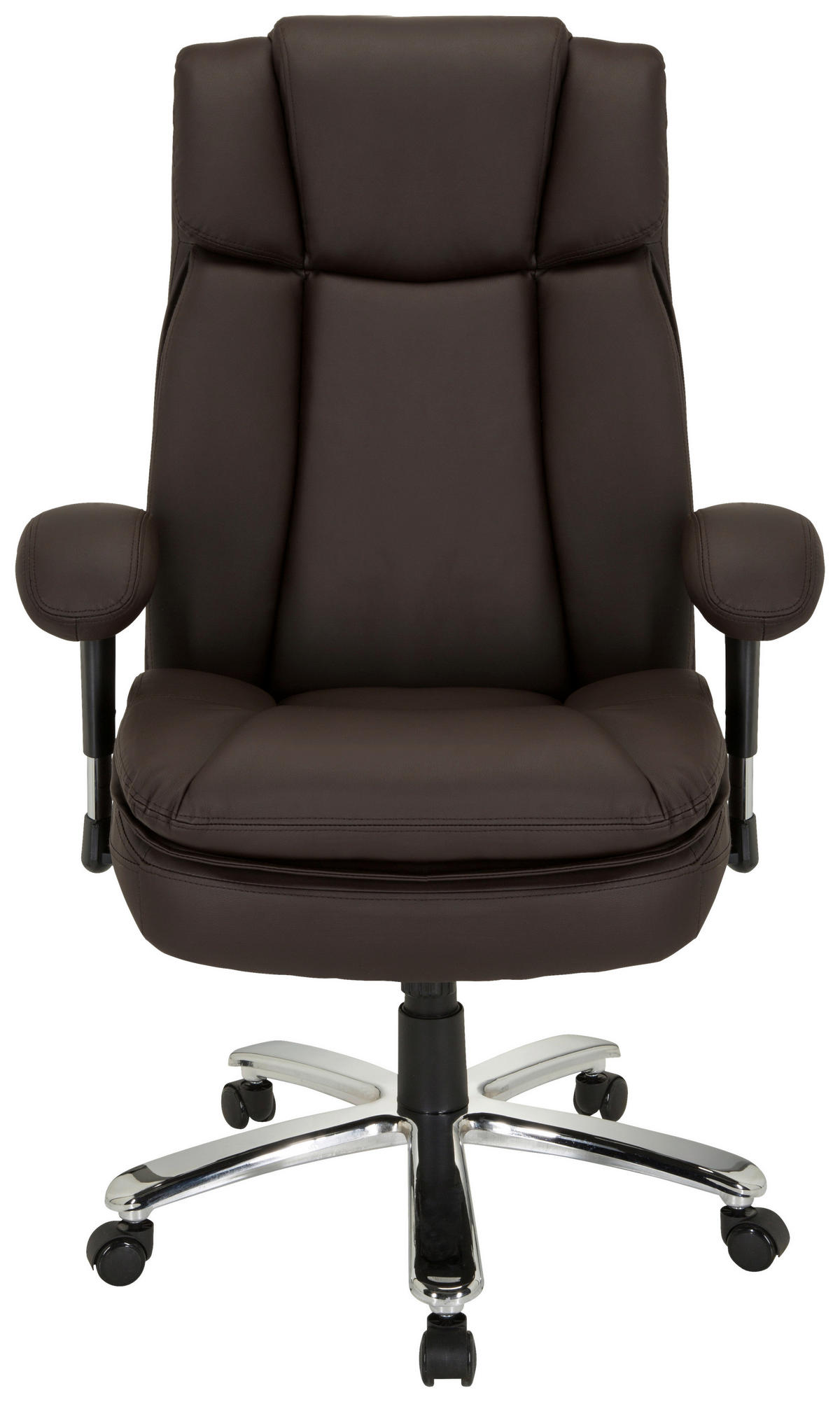 CHEFSESSEL Lederlook Dunkelbraun  - Dunkelbraun/Silberfarben, MODERN, Kunststoff/Textil (77/123/84cm) - MID.YOU