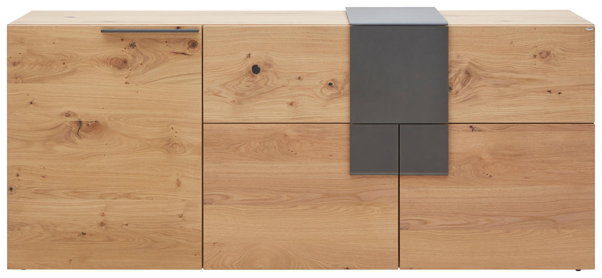 COMODĂ CU UȘI 192,2/82/48,2 cm  - culoare lemn stejar/antracit, Natur, metal/lemn (192,2/82/48,2cm) - Voglauer