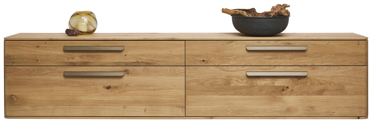 LOWBOARD Wildeiche  241,9/53,8/37,1 cm  - Wildeiche/Bronzefarben, Natur, Holz/Metall (241,9/53,8/37,1cm) - Valnatura