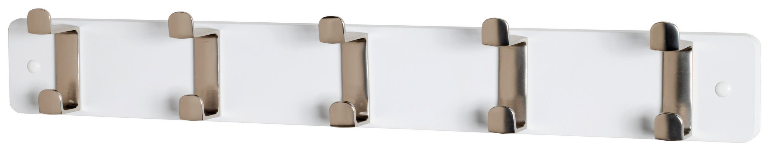 HAKENLEISTE  in Weiß, Edelstahlfarben  - Edelstahlfarben/Weiß, MODERN, Holzwerkstoff/Metall (55/7/6cm)
