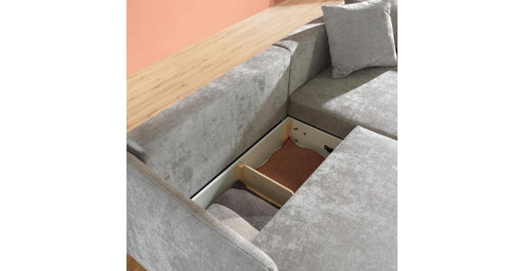 ECKSOFA Grau Chenille - Schwarz/Grau, LIFESTYLE, Textil/Metall (255/172cm) - Carryhome