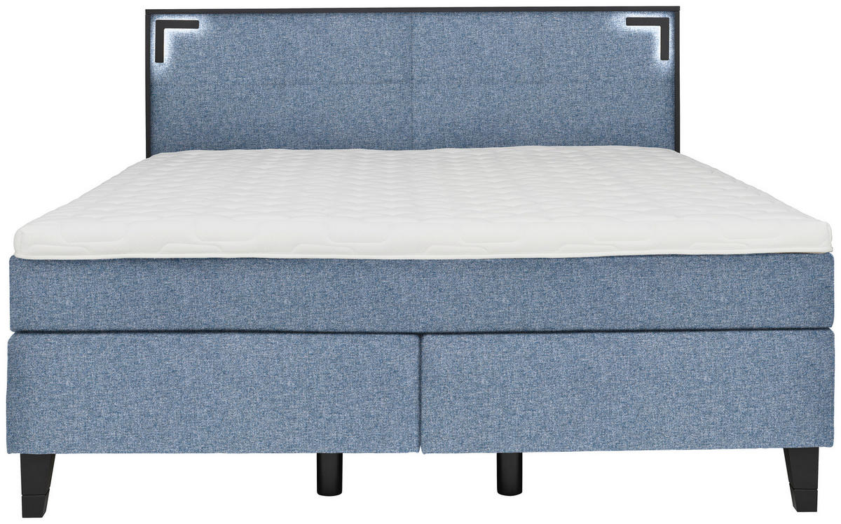 BOXSPRINGBETT 180/200 cm  in Blau  - Blau/Schwarz, Design, Holz/Textil (180/200cm) - Hom`in