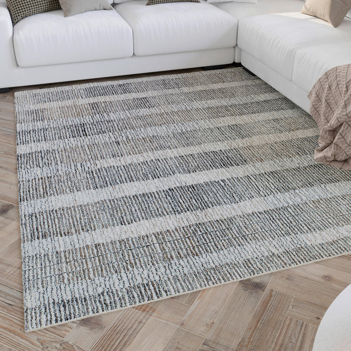 FLACHWEBETEPPICH 80/300 cm Hamptons Forty Creme, Dunkelgrau  - Dunkelgrau/Creme, Design, Textil (80/300cm) - WECON HOME